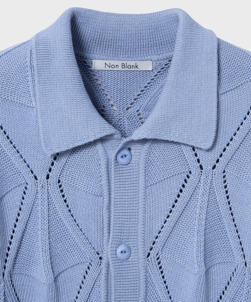 Nonblank Crochet Half Sleeve Collar Cardigan_Sky Blue