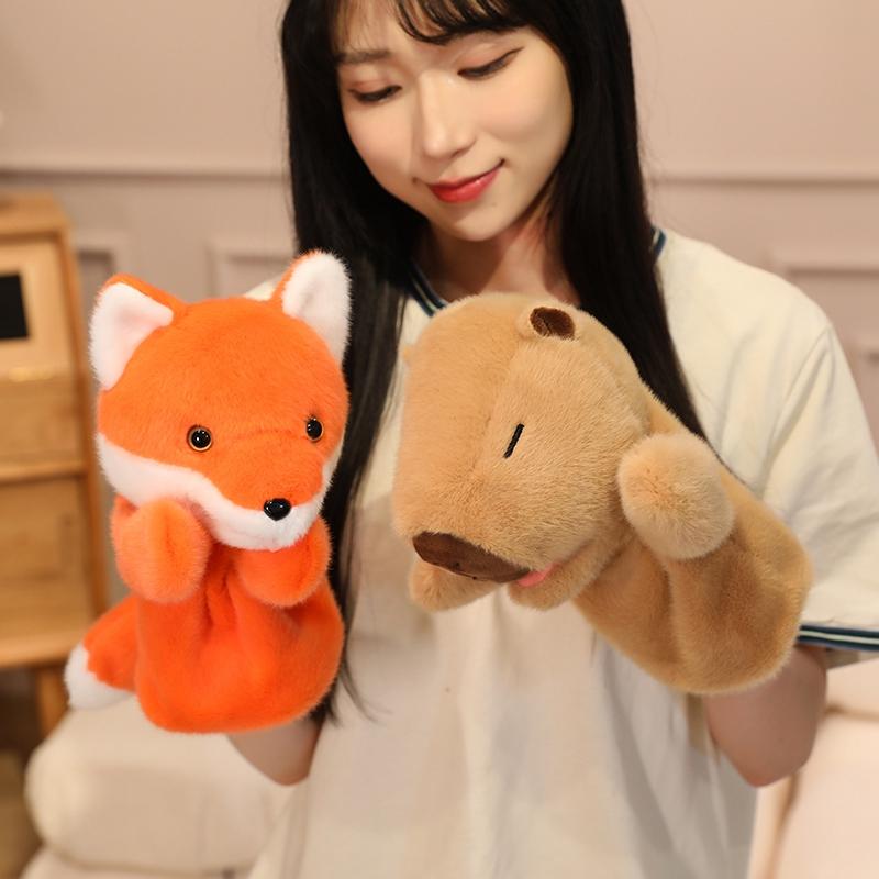 Cartoon Animal Capybara Raccoon Hand Puppet Parent-child Game Doll Lion Elephant Pig Appease Toys Birthday Gifts For Children