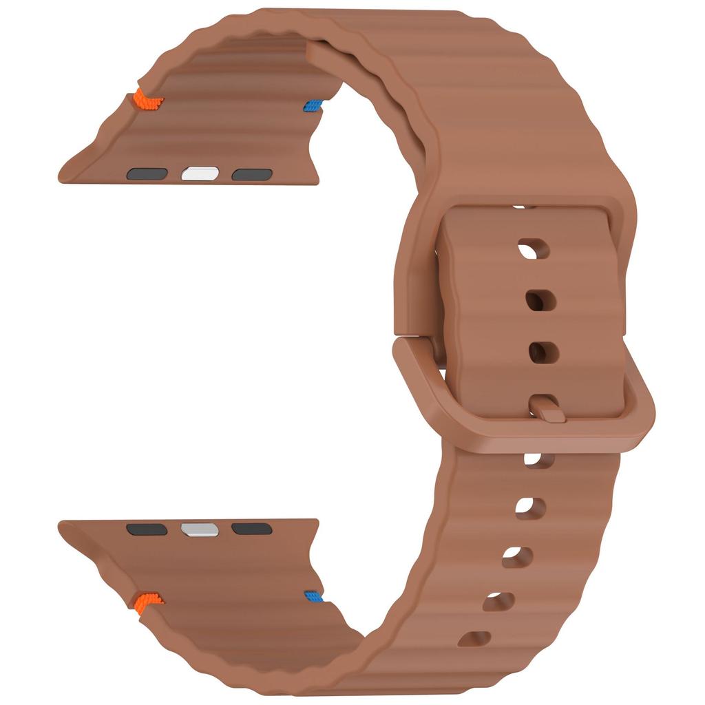 Wave Pattern Silicone Strap: Compatible with Apple Watch Series 7/8/9/10, Colorful Buckle, Ultra Replacement Wristband