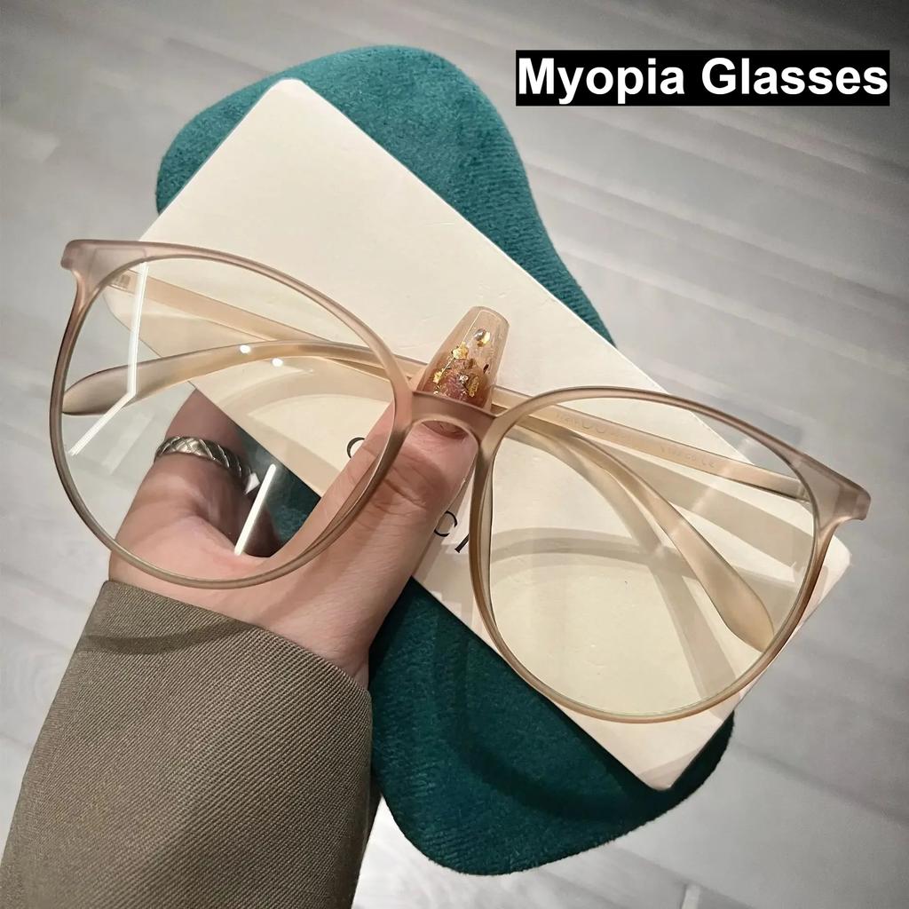 Ultra Light Frosted Large Frame Anti Blue Light Myopia Glasses 1 0 To -4 0 Resin Lenses
