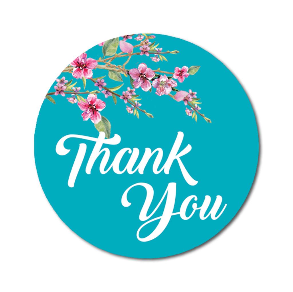 Darling Souvenir Round Blossom Thank You Black Stickers 1.6 inches Envelope Seals-45
