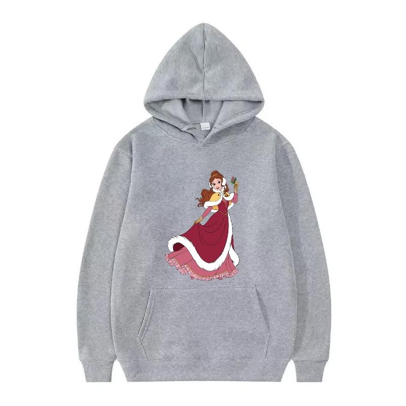 Disney Kráska a zvíře Princezna Vzor Dámské Volné Černé Podzimní Topy Oblečení Svetry Dámské Levné Y2k Mikiny Pánské Sportovní