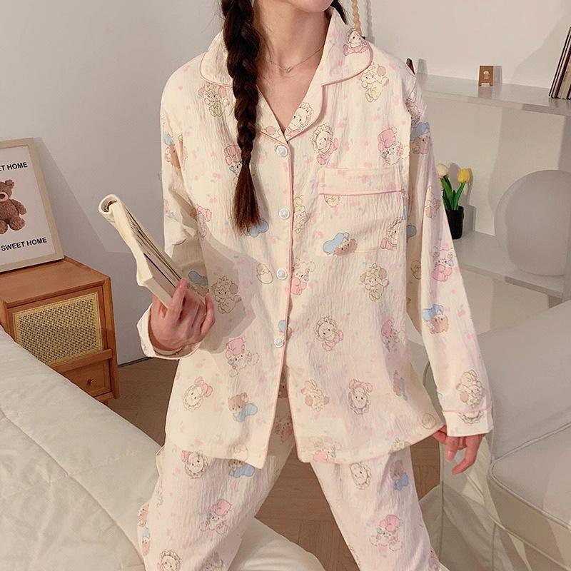 Cute Cartoon Mikko Cloud Cotton Spring And Autumn New Pajamas Women'S Long-Sleeved Student Suit Loungewear