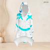 Women Plus Size Hooded Long Sleeve Blue Brown Printed High Low Top Fitted Pants Two Piece Set