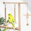 Bird Playground Parrot Playstand Bird Perch Stand Gym Natural Wood Play Stand with Swing Ladder Feeder Cups for Parakeets Cockat