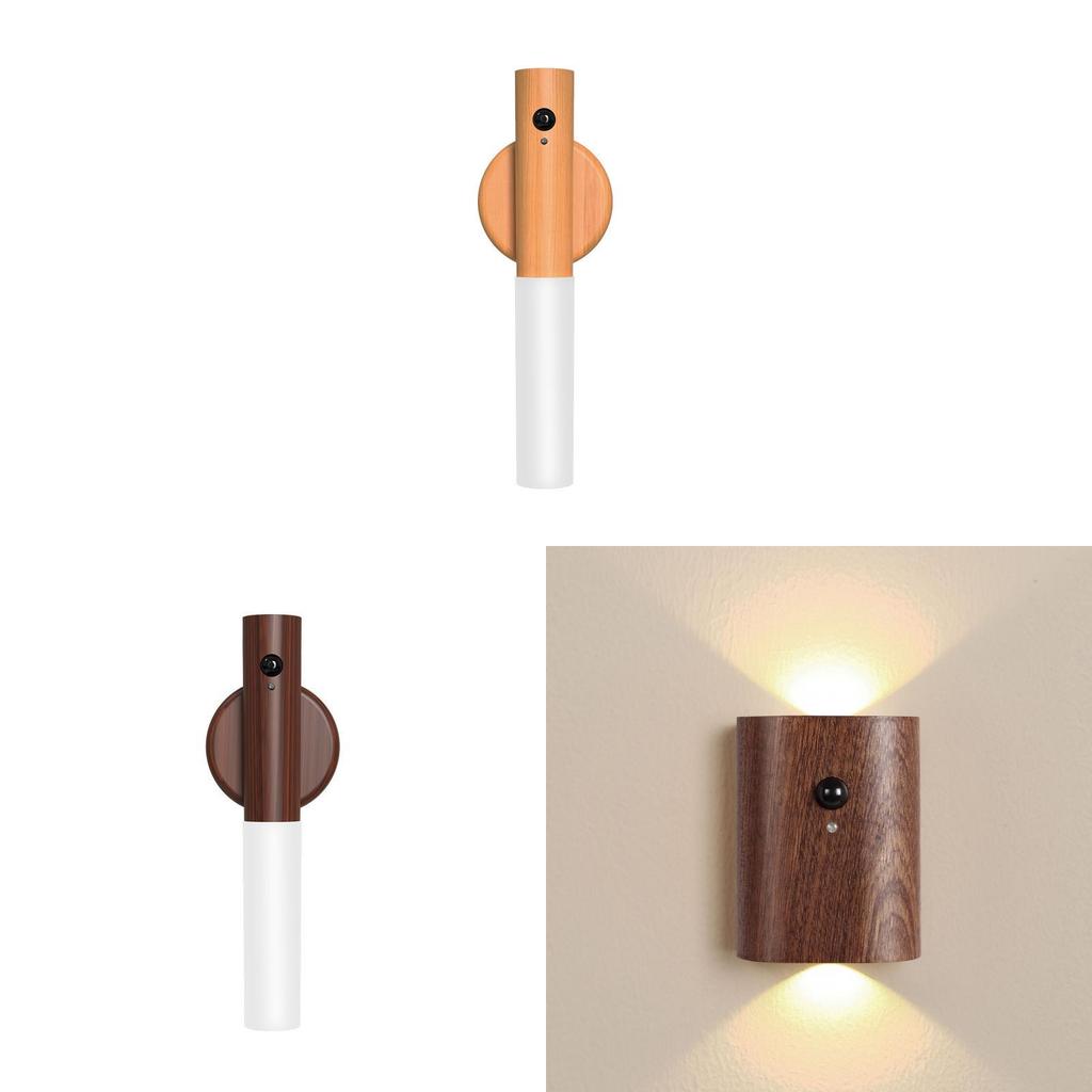 Modern Minimalist Wooden Wall Lamp With Touch Button Control For Bedroom And Living Room Decor