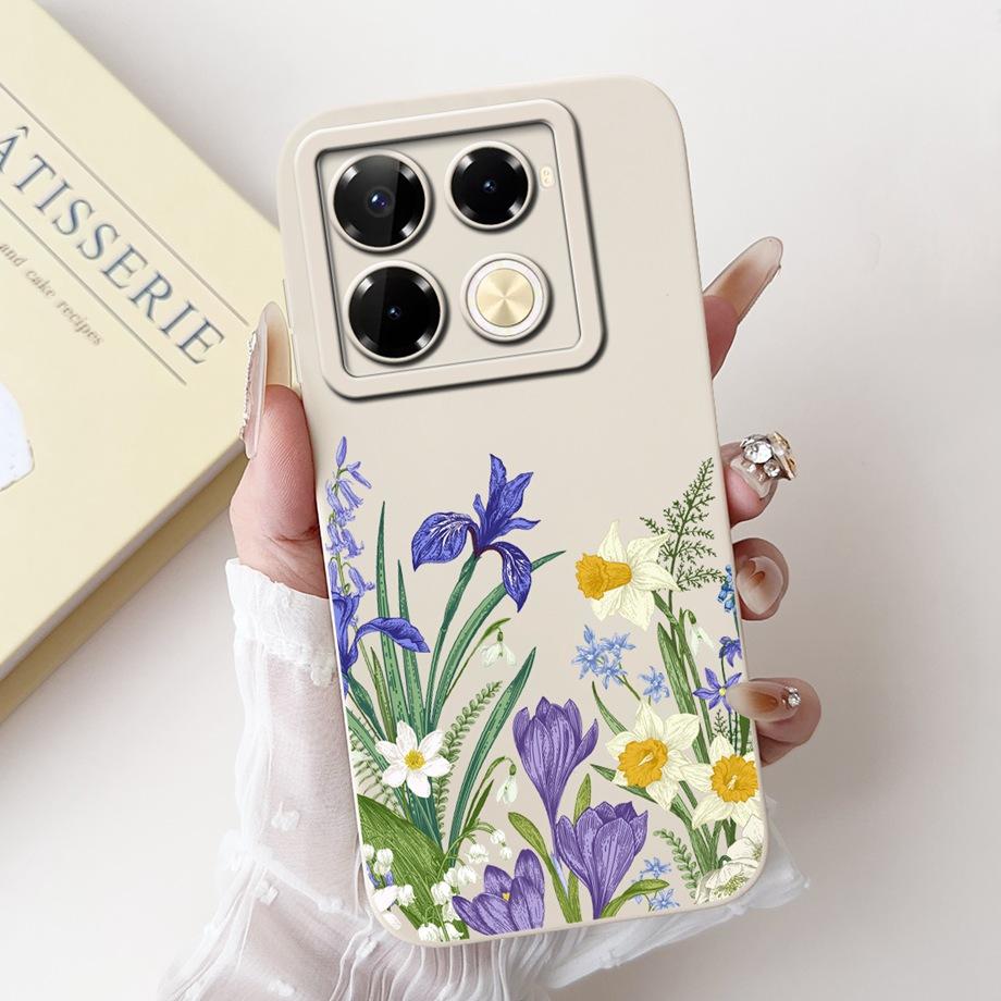 Soft TPU Candy Silicone Phone Case For Infinix Note 40 Pro Plus Note 40 4G 5G Back Cover Note40 4G Bumper Flower Girl Fashion