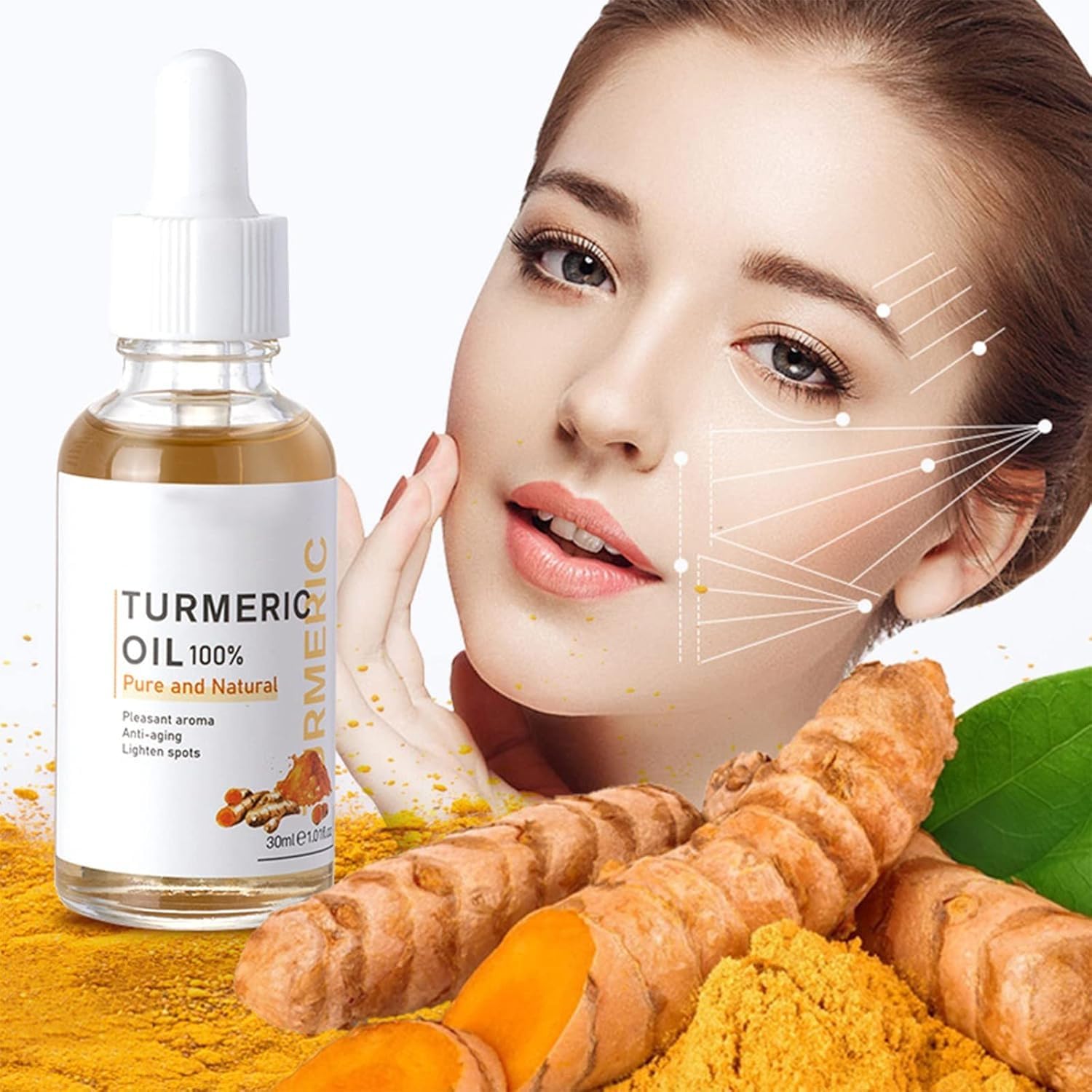 

Turmeric Dark Spot Corrector Serum, Natural Turmeric Dark Spot Corrector Serum for Face, Skin Care Moisturizing Serum, Formulated with hyaluronic acid