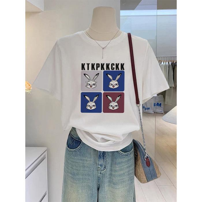 

White cotton short-sleeved t-shirt women s summer 2025 new loose and thin summer half-sleeved t-shirt foreign style clothes S