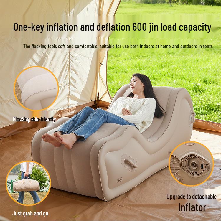 Thickened Foldable Inflatable Sofa Recliner for Outdoor Camping – Lazy Person's Air Bed