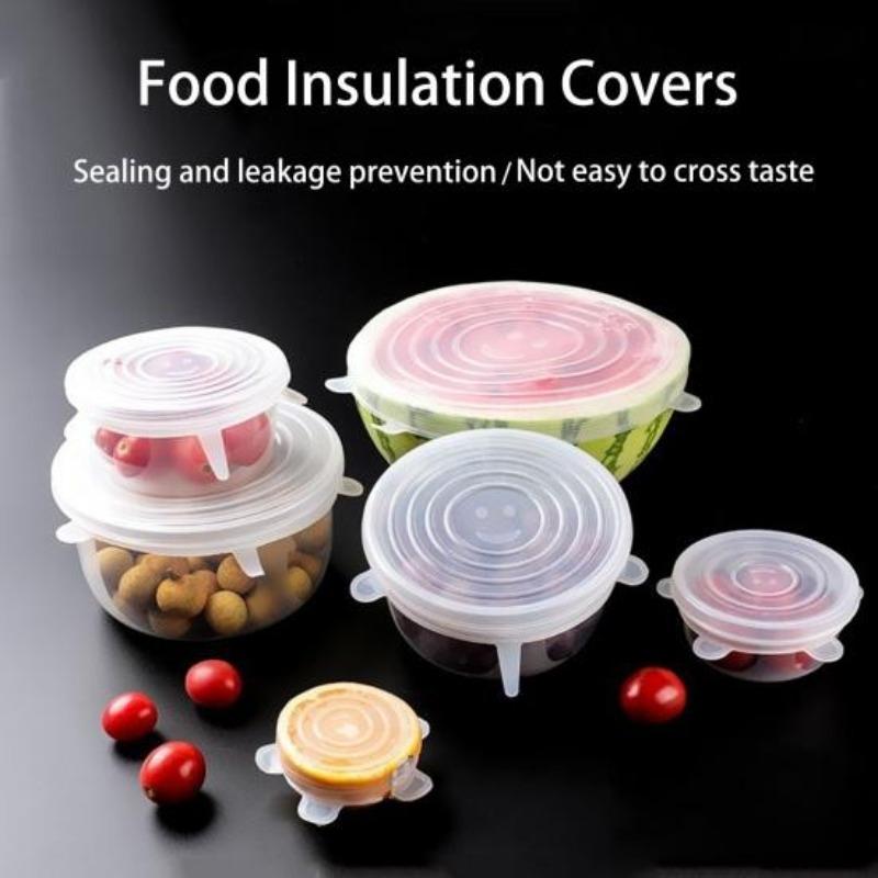 6Pcs Silicone Food Covers Bowl Lids Kitchen Gadgets Strong Stability Dust-proof Fresh-keeping Food Grade Multifunction Flexible