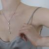 ozel Silver925 Dew Drop Natural Water Pearl Station Y Drop Necklace PS155N