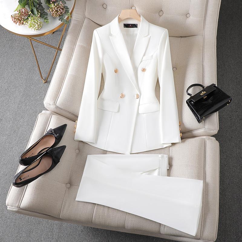 Women's Professional Suit Set: Elegant Spring/Autumn Attire for College Interviews & Hotel Manager Uniform.