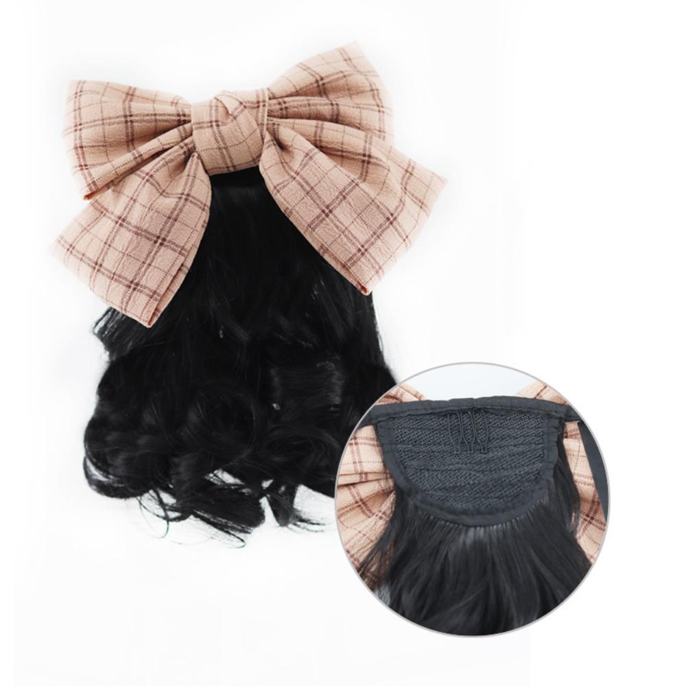 

Kids Headwear Bows Knot Ponytail Hair Extensions Drawstring Ponytail Wig Girls чорний/природний