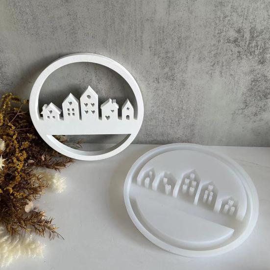 Silicone House Mold Architectural Shape Mold Mold Resin Construction Circle Candle Heat-Resistant DIY Craft