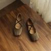 Krazing Pot Nubuck Fashion Spring Size 42 41 Beauty Flat with Women Round Toe Shoes Ballet Dancer Shallow Flats
