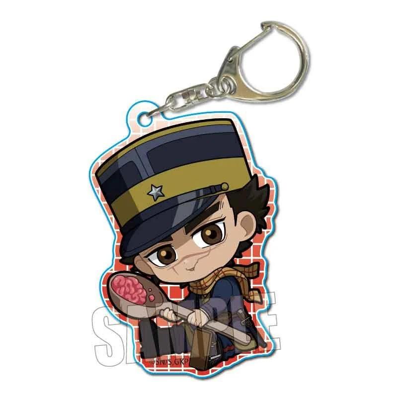 Golden Anime Kamuy Saichi Sugimoto Asirpa Acrylic Pendant Keychains Car Key Chain Key Ring Phone Bag Hanging Jewelry