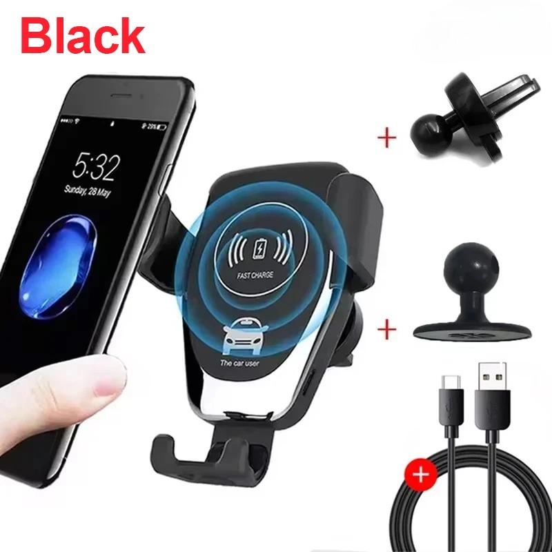 

Car Air Vent Phone Wireless Charger Stand for iPhone 16 15 14 13 12 Pro Max Samsung S24 S23 Fast Charging Station Mount чёрный