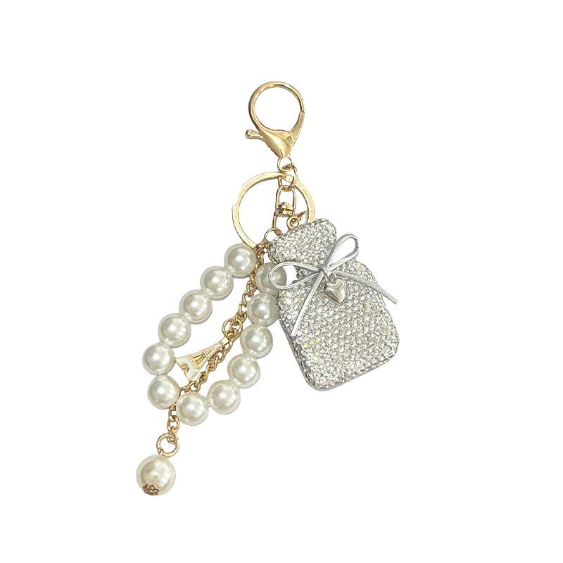 Sparkling Crystal Perfume Bottle Keychain Set, Rhinestone Bag Charm with Tassel,Luxury Bling Perfume Bottle Keyring