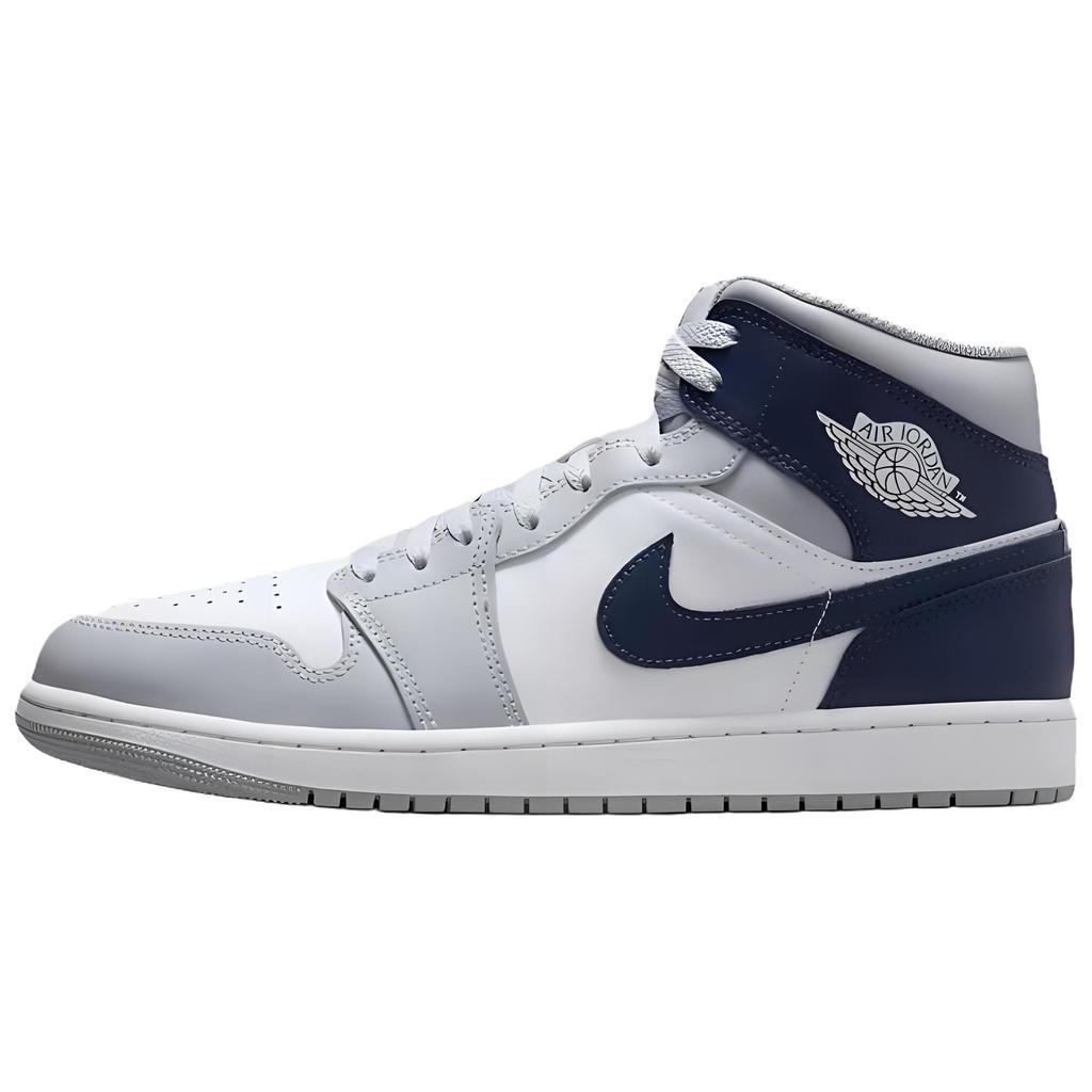 Jordan Air Jordan 1 Trendy Versatile Mid top Vintage Basketball Shoes Men's Blue Pink Gray 554724-135(Team39-AMY72)