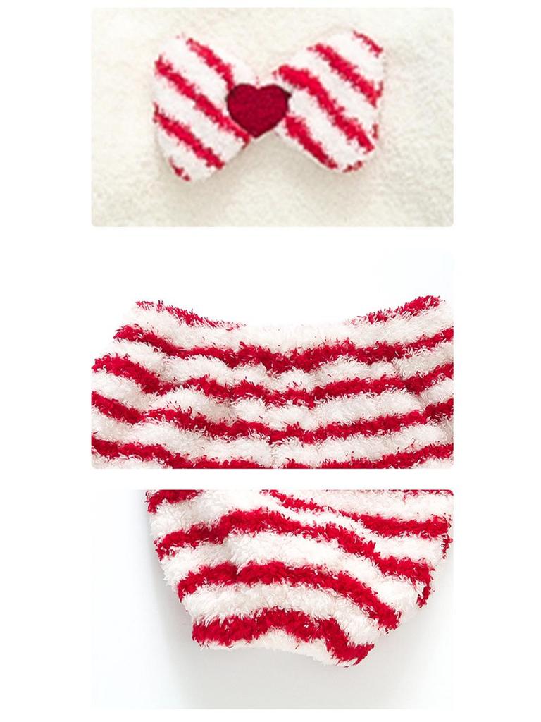 Girls' Flannel Striped Bow Pajama Set - Cozy Autumn/Winter Homewear for Babies 2025