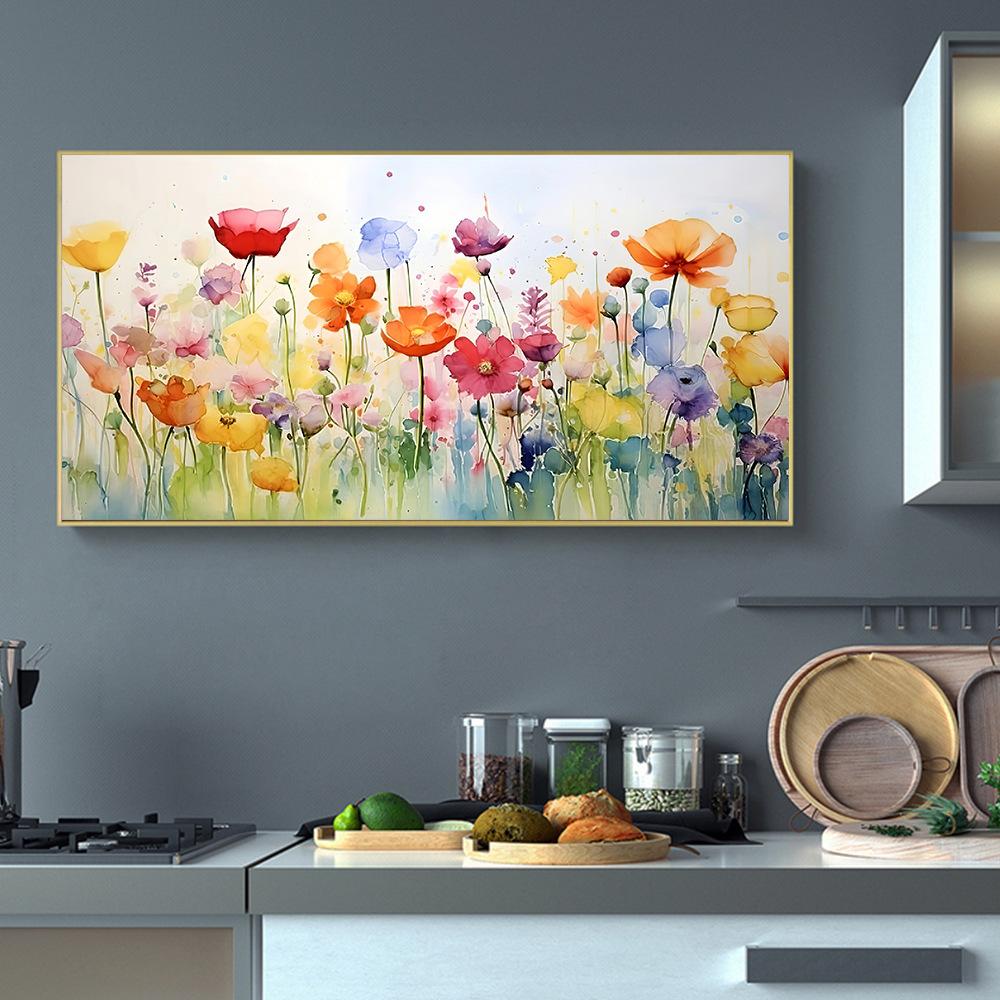 Leinwandposter, Moderne Kunst, Bunte Blumen Wandkunst, Ideales Geschenk Für Schlafzimmer Wohnzimmer Flur, Wandkunst