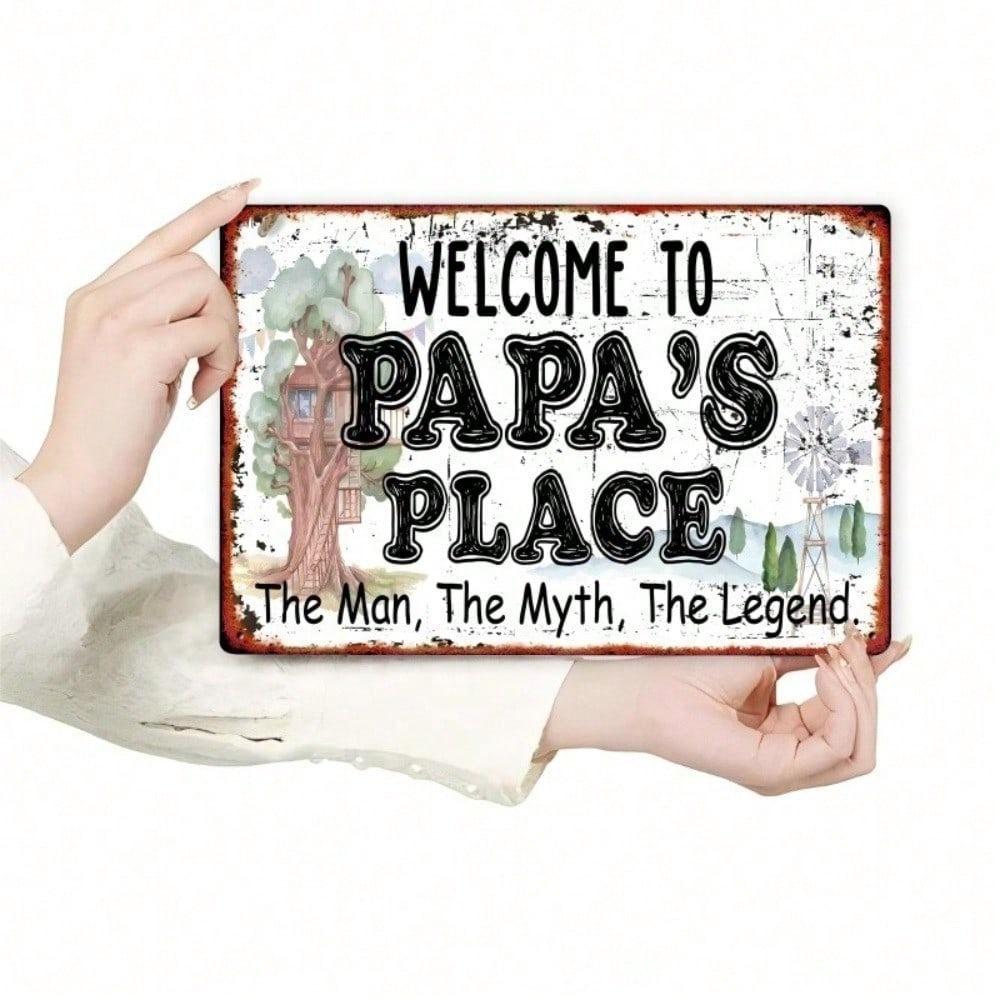 Vintage Metal Dad House Welcome Sign Rustic Father's Day Gift Wall Decor
