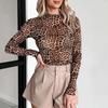 2025 Women's Elegant Leopard Print Mesh Long-Sleeve Top