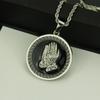 Round Plate Painting Oil Prayer Hand Pendant Men's Necklace Pendant