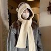Winter limited sapphire blue~ retro witch hat versatile warm Lei Feng hat knitted hat scarf integrated big head circumference