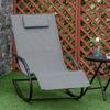 Ergonomic Rocking Lounge Chair Rocking Chair with Headrest Armrests Galvanized Metal Texteline Gray