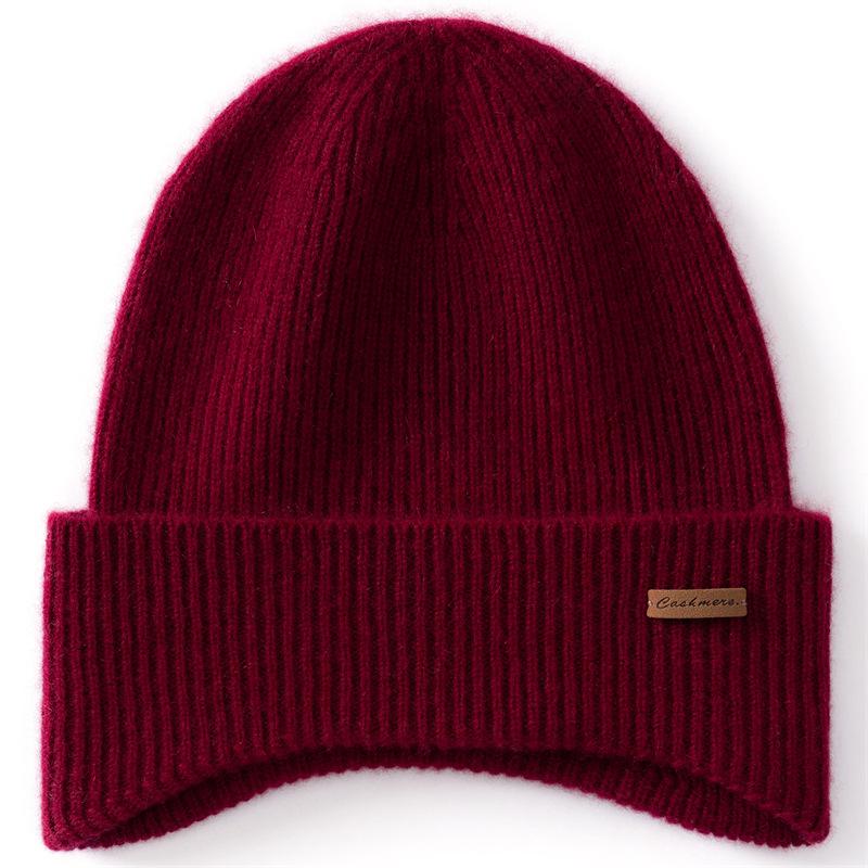 Cashmere hat men's and women's double-layer thickened winter cashmere bag head knitted stacking hat couple cold hat