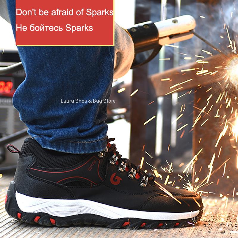 Fashion Male Work Sneakers Steel Toe Cap Work Safety Boot Comfort Men Boots Anti-puncture Safety Work Shoes Men Indestructible Shoes