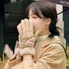 Ski Gloves Women Winter Fleece Thickened Warm Plush Cotton Waterproof Touch-Screen Gloves For Outdoor Riding Mountaineering