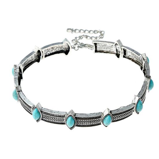 

Бирюзовый Винтажный Стиль Чокер Воротник Сплав Богемный Регулируемый Женский Воротник Ожерелье Ювелирное Изделие Подарок серебряный