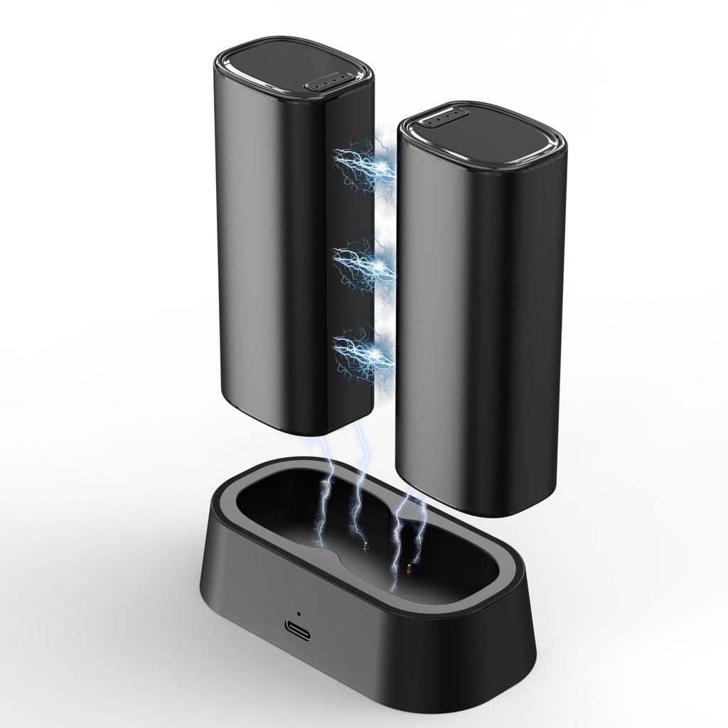 MOXNICE Rechargeable Hand Warmer, 2-Pack, Magnetic Split, Charging Dock, 10 000 mAh (Black)