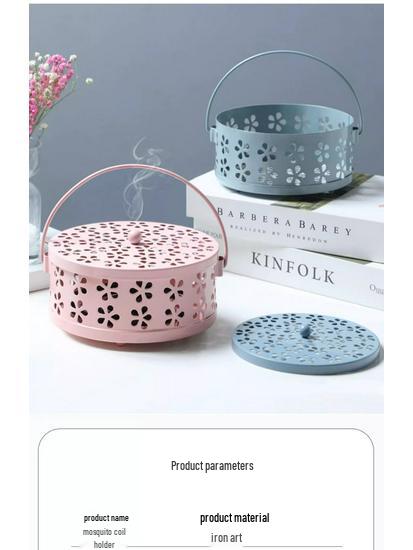 Fireproof Anti-Scald Mosquito Coil Holder with Lid - Iron Incense Burner for Indoor Use