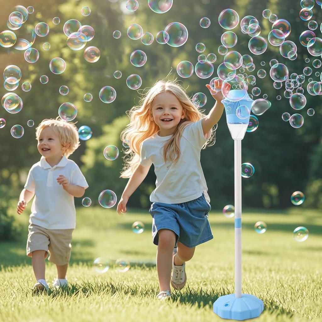 47In Rechargeable Automatic Bubble Stand Machine, Tall Outdoor Standing Bubble Maker with Lights, Kids Party Toy Birthday Gift