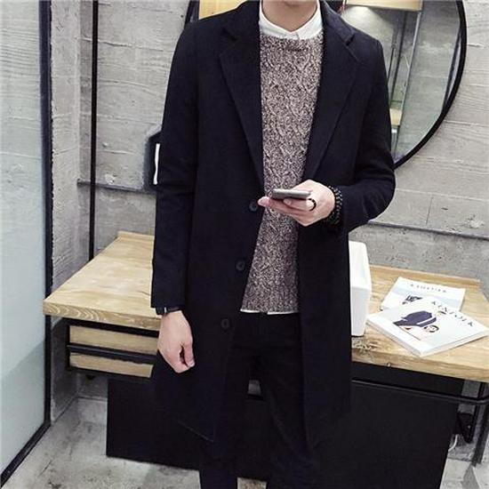 Men's Double-Breasted Wool Coat, Casual Autumn/Winter Windbreaker, Andy Lau Style