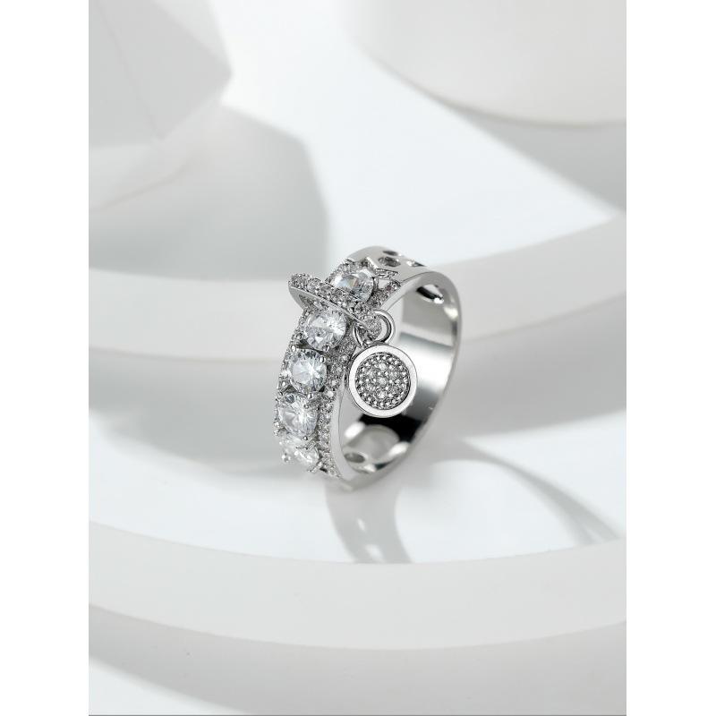 Eryun wish European and American disc inlaid zircon ring simple personality engagement ring woman no. 4