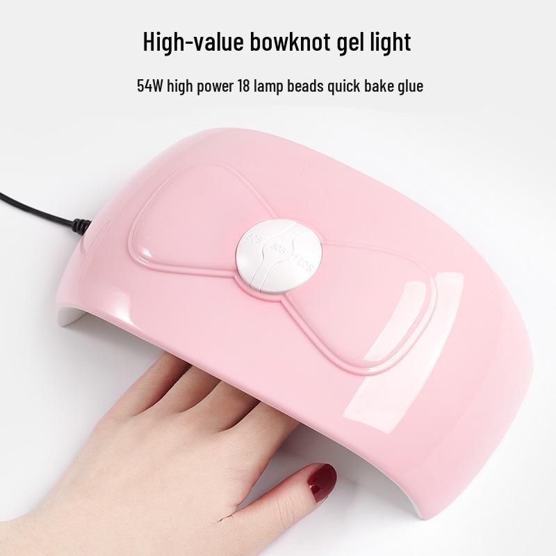 

54W Bowknot Gel Nail Lamp: Pink LED Light Therapy & Mini Dryer