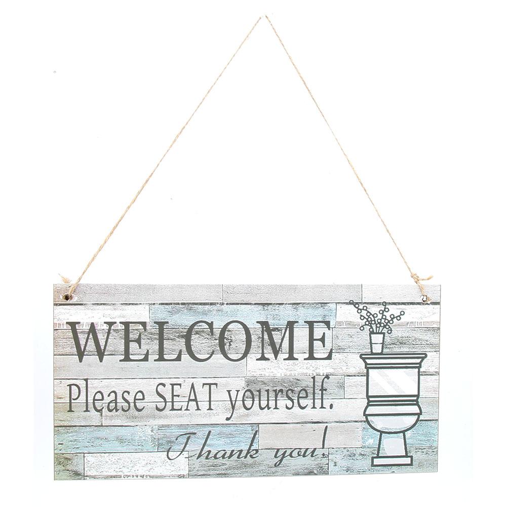 

5PCS Wooden Hanging Plaque Door Window Wall Welcome Hanging Board Decoration (30*15 )