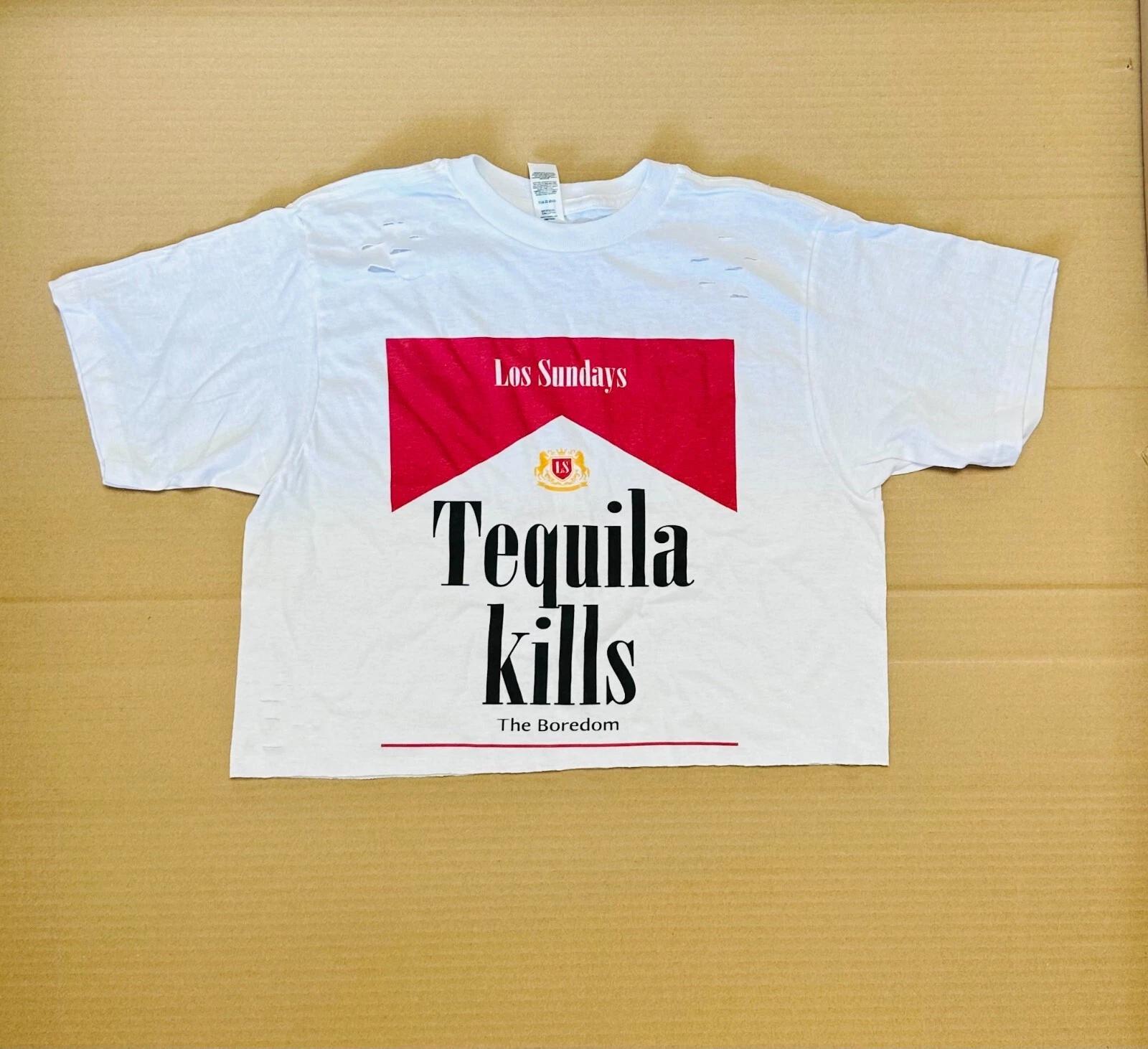 Tequila Kills the boredom cropped top shirt distressed 3XL