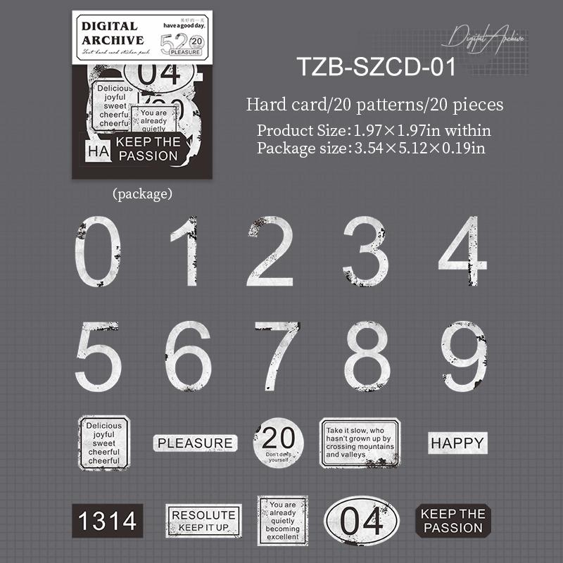 

JIANWU Digital Archive Series Vintage Number Label Landscape Material Collage Sticker Creative DIY Journal Stationery