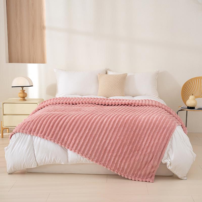 Striped Solid Color Multi-Functional Blanket for Sofa, Dorm, or Napping