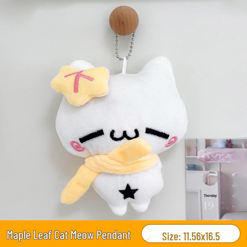 Maple Leaf Cat Pendant: Cute Squeaky Plush Bag Charm & Gift