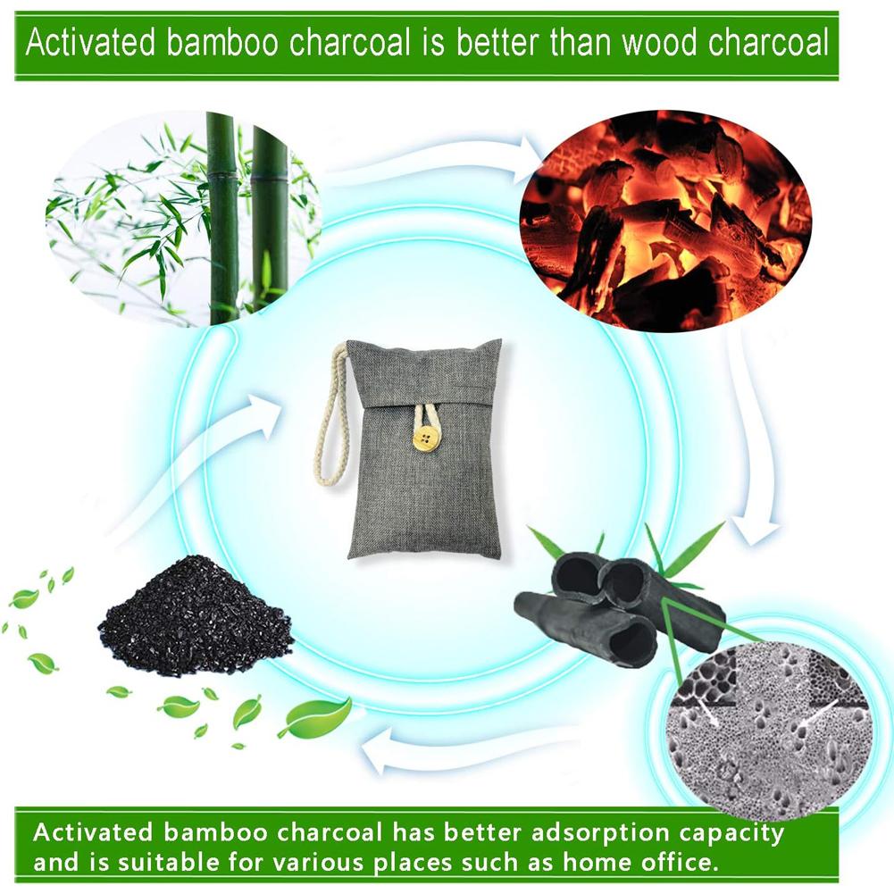 Bambuskohle Luftreinigungsbeutel 2x200g Nature Fresh Luftreinigerbeutel Wiederverwendbarer Geruchsabsorbierer Feuchtigkeitsabsorbierer für Auto Schrank