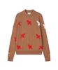 Antomas Mock Neck Spaceship Pattern Knit For Women - Beige