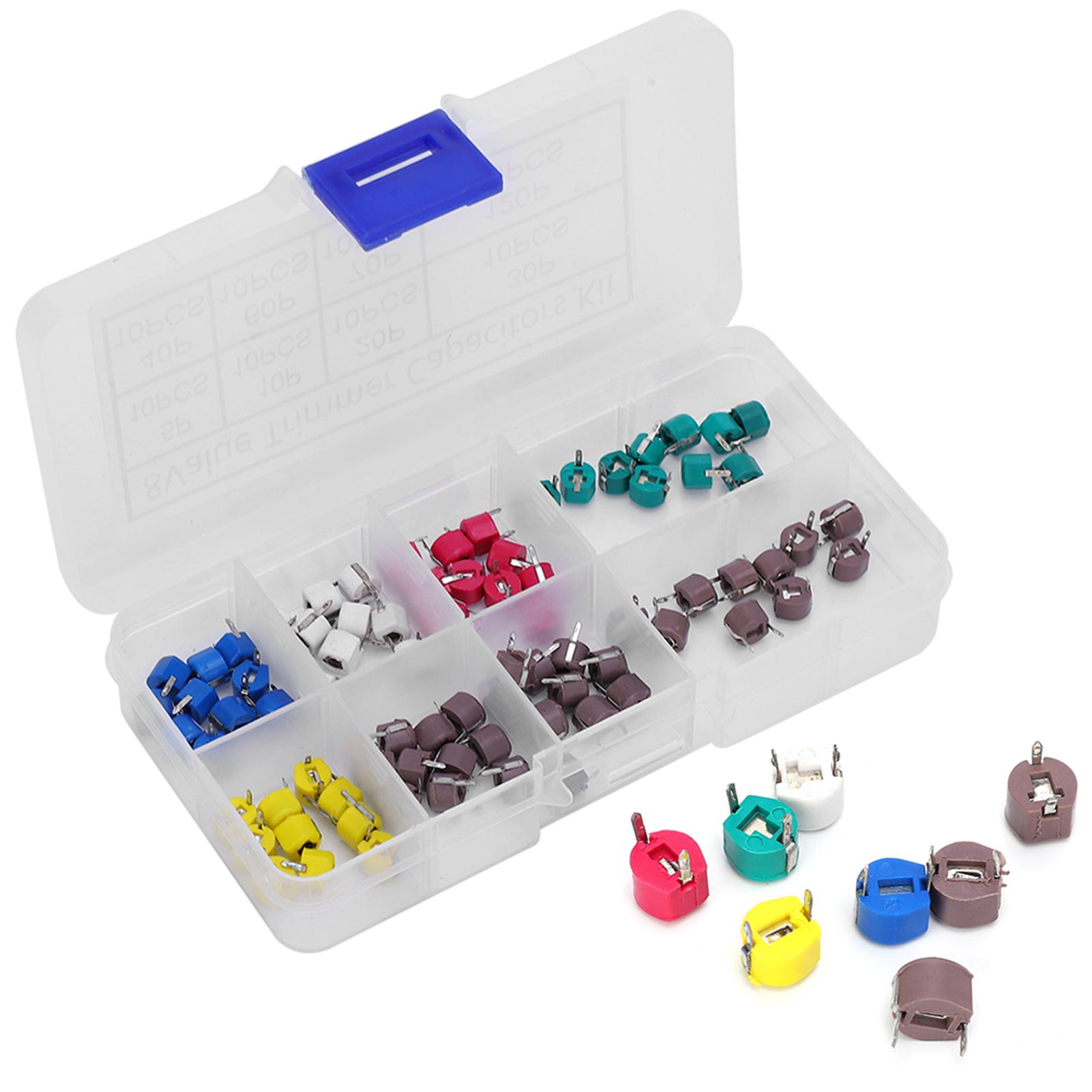 

80pcs 6mm Trimmer Capacitor 5 10 20 30 40 60 70 120P Electronic Capacitor Kit