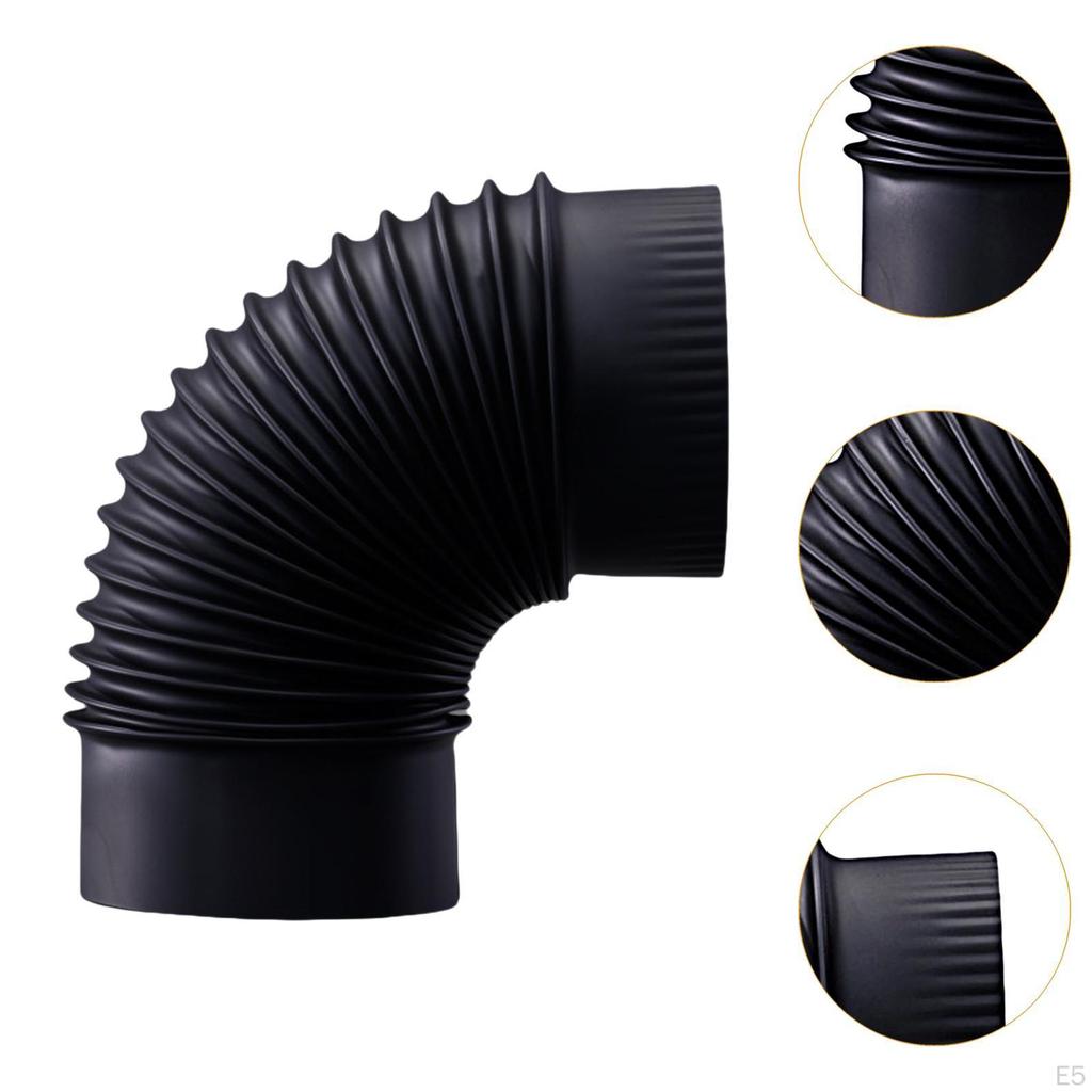 Conector de tubo de fogão preto de 90 graus para uso em chaminé Adaptador de conduta de aço inoxidável